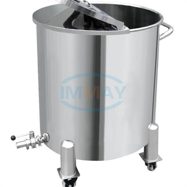 R&eacute;servoir de stockage de cr&egrave;me liquide sanitaire ouvert en acier inoxydable, couvercle 500L 